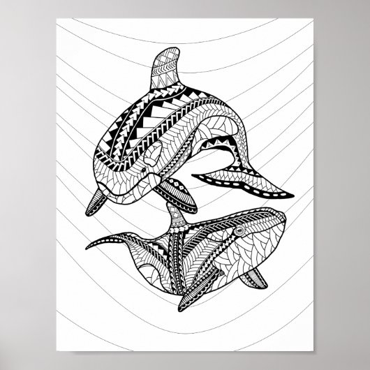 Twee Orcas Adult Coloring Poster (Voorkant)