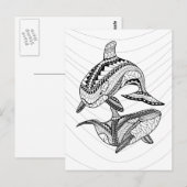 Twee Orka's Volwassen Kleuren Briefkaart (Voorkant / Achterkant)