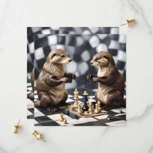 Twee otters die schaken, save the date