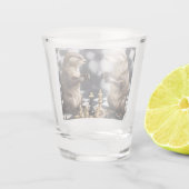 Twee otters die schaken, shot glas (Achterkant)