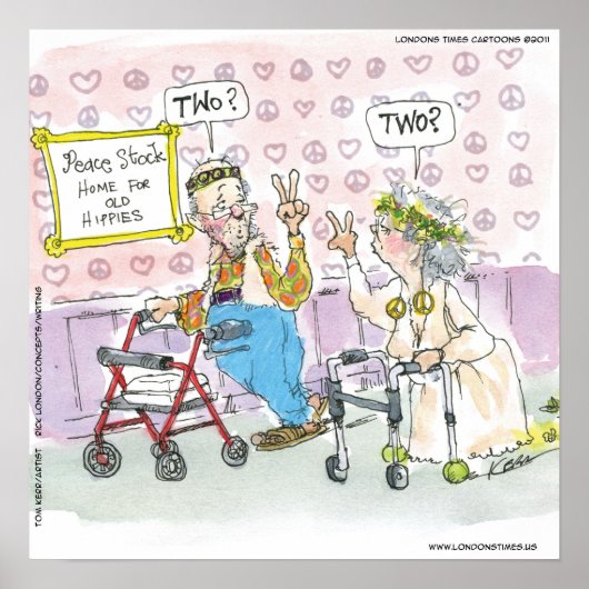 Twee oude Hippies Funny Poster van Rick London (Voorkant)