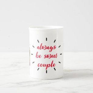 twee paar foto's van de eerste glimlach valentijn porselein kop