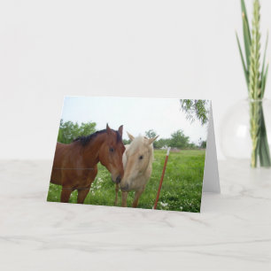 Twee paarden - Blank van binnen Feestdagen Kaart
