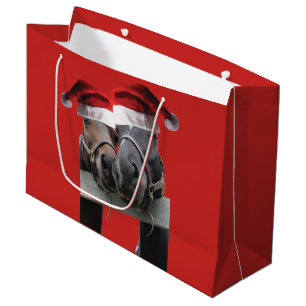Twee paarden die zoenen met de Petten van de Kerst Large Cadeauzakje