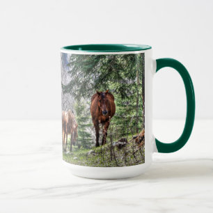 Twee Paarden en de Foto van het Bos Drink Mok