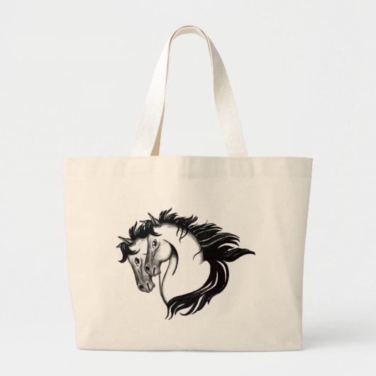 Twee paarden grote tote bag (Voorkant)