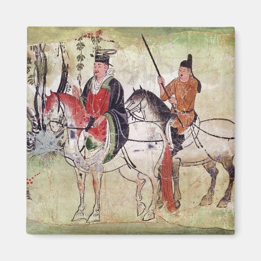 Twee paarden in een landschap magneet (Voorkant)