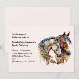 Twee paarden met veren decoraties Boho Verjaardag Kaart