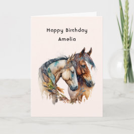 Twee paarden met veren decoraties Boho Verjaardag Kaart