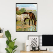 Twee Paarden  Retroafdrukken Poster (Thuiskantoor)