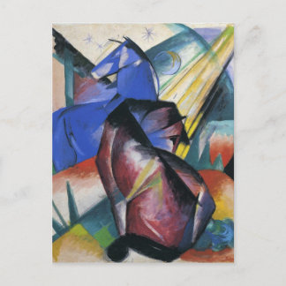 Twee paarden, rood en blauw van Franz Marc Briefkaart