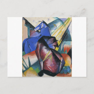 Twee paarden, rood en blauw van Franz Marc Briefkaart