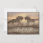 Twee paarden Rustic Country Western Weddenschap RS RSVP Kaartje (Achterkant)