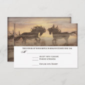 Twee paarden Rustic Country Western Weddenschap RS RSVP Kaartje (Voorkant / Achterkant)