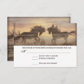 Twee paarden Rustic Country Western Weddenschap RS RSVP Kaartje (Voorkant / Achterkant)
