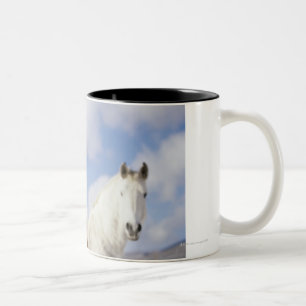 Twee paarden tweekleurige koffiemok