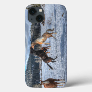 Twee paardenrennen voor het afspelen van wintersne iPhone 13 hoesje