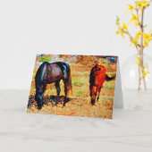 Twee paardenvrienden schilderen Kaart (Gele Bloem)