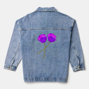 Twee Paarse Lila papaverbloemen illustratie Denim Jacket