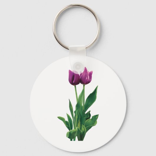 Twee Paarse Tulpen Sleutelhanger (Voorkant)