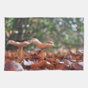 Twee paddenstoelen theedoek