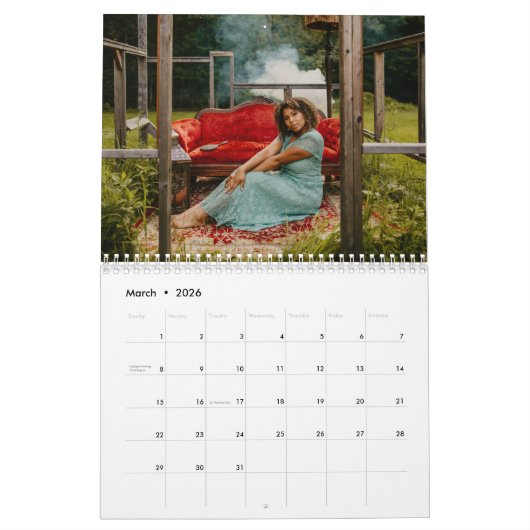 Twee pagina middelgrote agenda, wit kalender (Mar 2026)