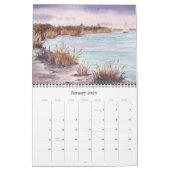 Twee pagina's fijn art kalender, kustscènes kalender (Jan 2026)