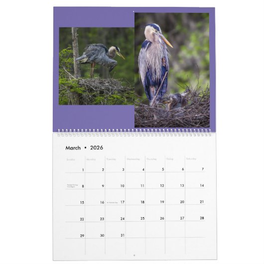 Twee pagina's: LargeCalendar, wit Kalender (Mar 2026)