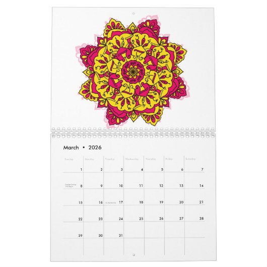 Twee pagina's Medium 2024 Mandala Kalender (Mar 2026)