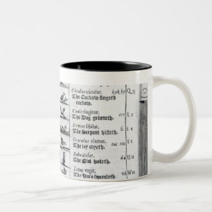 Twee pagina's van 'Orbis Sensualium Pictus' Tweekleurige Koffiemok