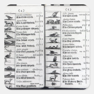 Twee pagina's van 'Orbis Sensualium Pictus' Vierkante Sticker