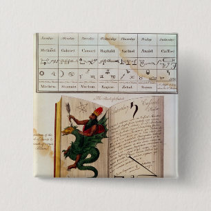 Twee pagina's van 'The Magus' Vierkante Button 5,1 Cm