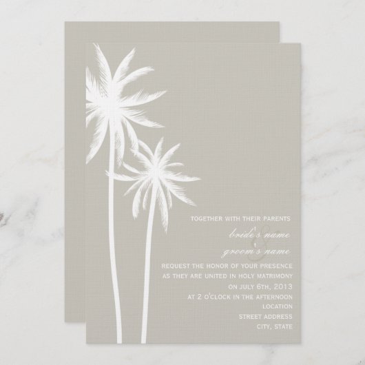 Twee Palm Trees Wedding Uitnodiging (Voorkant / Achterkant)