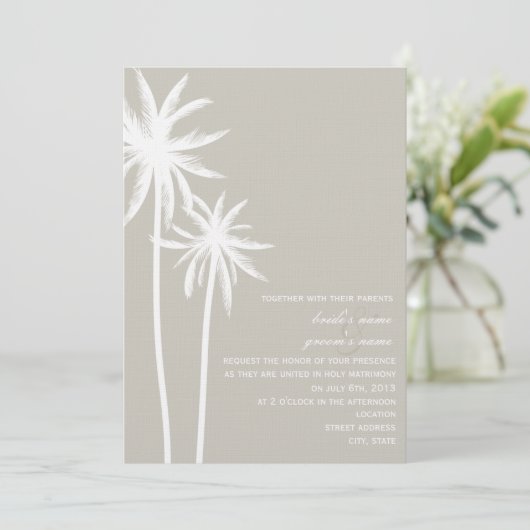 Twee Palm Trees Wedding Uitnodiging (Staand voorkant)