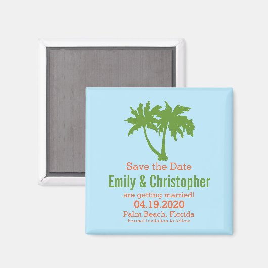 Twee palmbomen sparen de magneet van de Datum (Voorkant / Achterkant)