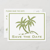 Twee palmen groen tropisch hout opslaan Datum Aankondigingskaart (Voorkant / Achterkant)