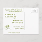 Twee palmen groen tropisch hout opslaan Datum Aankondigingskaart (Achterkant)