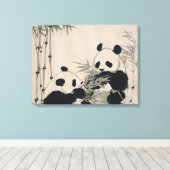 Twee Panda's Canvas Afdruk (Insitu (Houten vloer))
