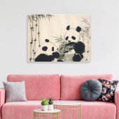 Twee Panda's Canvas Afdruk (Insitu (Woonkamer))