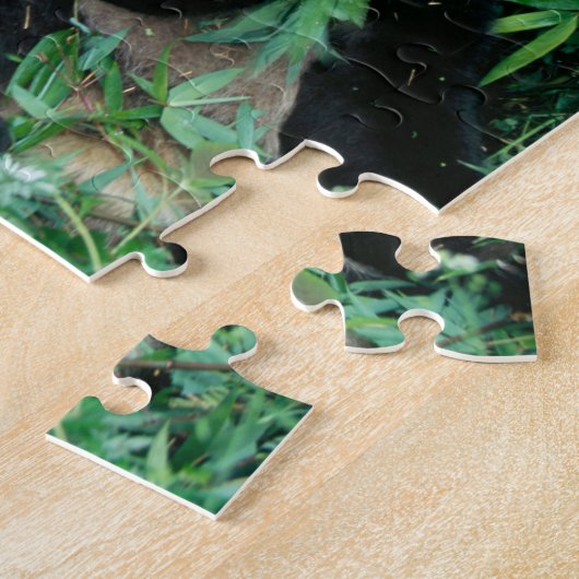 Twee panda's eten samen bamboe, Wolong Legpuzzel (Zijkant)