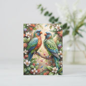 Twee papegaaien briefkaart (Staand voorkant)