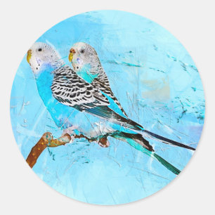 Twee papegaaien Waterverf Ronde Sticker