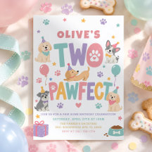 Twee Pawfect Pastel Puppies 2de Verjaardagsfeestje