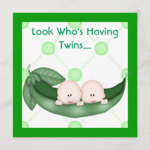 TWEE PEAS IN EEN POD BABY SHOWER INVITATION GIRL O KAART