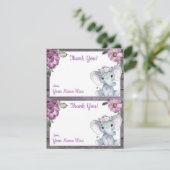 Twee per pagina Dankkaartjes Olifant Meisje Shower Kaart (Staand voorkant)