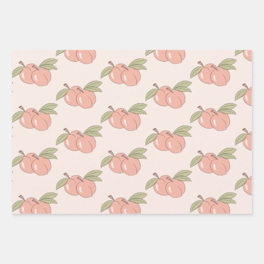 Twee perziken die papierbladen overvullen inpakpapier vel (Voorkant 2)