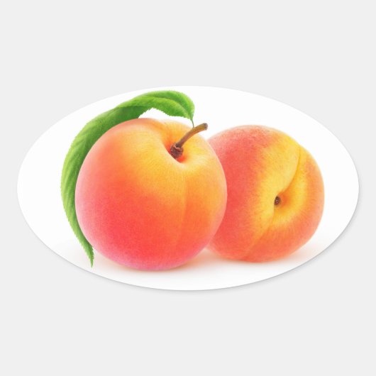 Twee perziken ovale sticker (Voorkant)