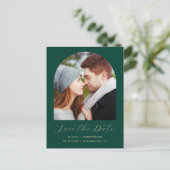 Twee Photo Arch Emerald Green QR-code Sla de datum Briefkaart (Staand voorkant)