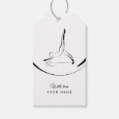 Twee Pilates Poses op de Hervormer Cadeaulabel (Voorkant)