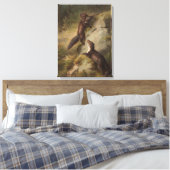 Twee Pine Martens op een rots in het bos Canvas Afdruk (Insitu (Slaapkamer))